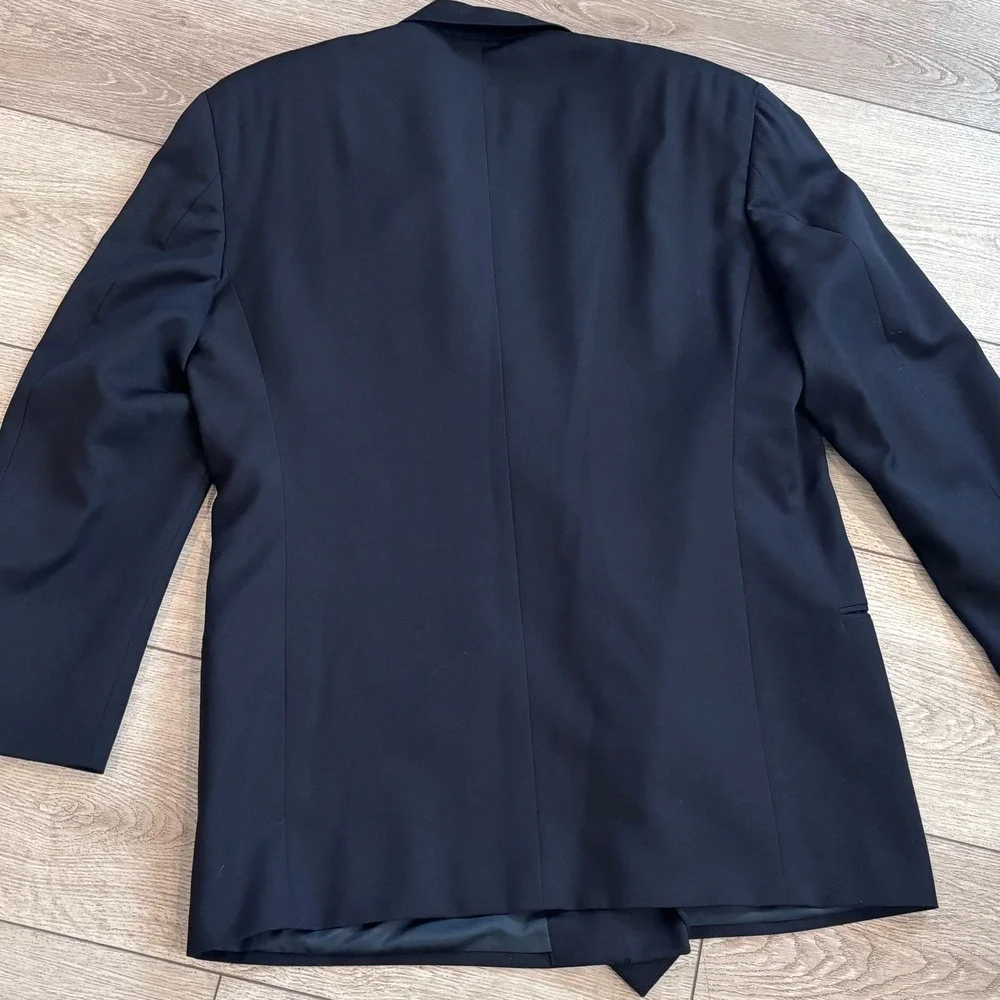 Mani Blazer Mens 42 Navy Blue Double Breasted Peak Lapel Wool Sport Coat Italy